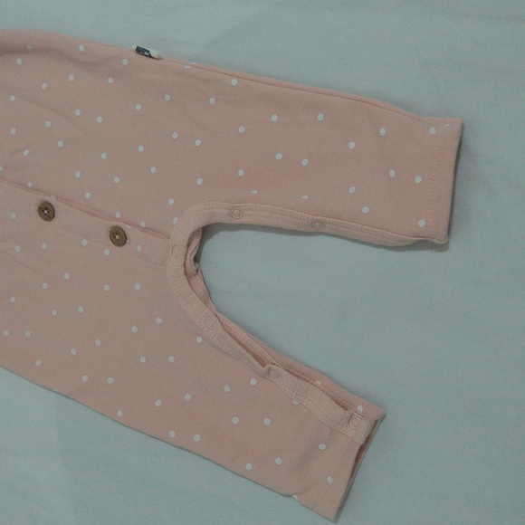 Rabbit + Bear Light Tan Polka Dot Baby Girl Romper 3M - Picture 5 of 11